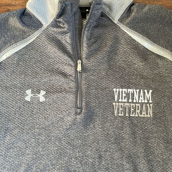 Under Armour Mens Gray 1/4 Zip Pullover Custom embroidered Sz M - Picture 2 of 7